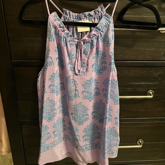 Anthropologie Panorama 100% Silk Keyhole Tank Camisole By HD In Paris Purple - Picture 2 of 9